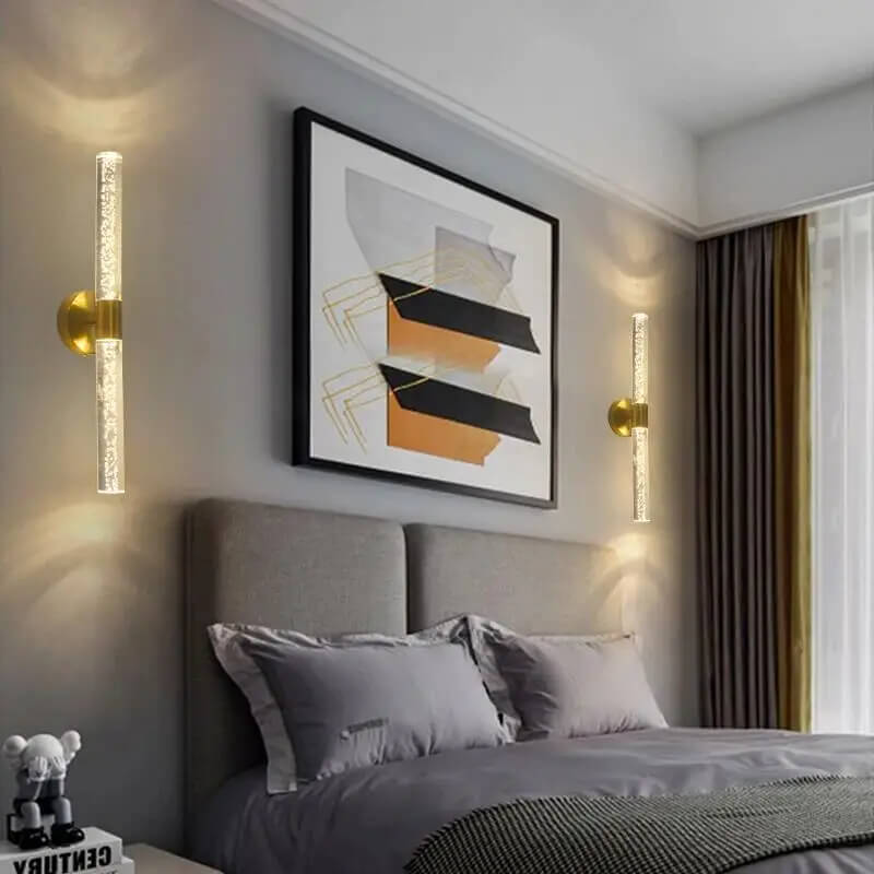 Applique murale moderne LED verre moucheté motif laiton doré élégante