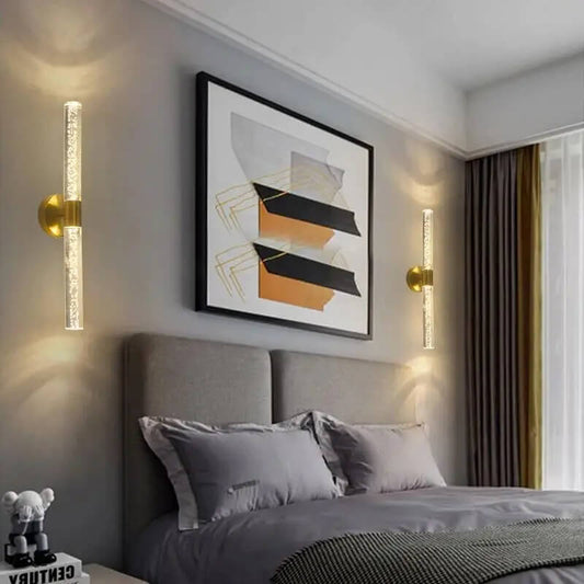 Applique murale moderne LED verre moucheté motif laiton doré élégante