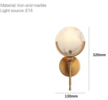 Applique murale en résine marbre blanc doré déco moderne élégante lumineuse