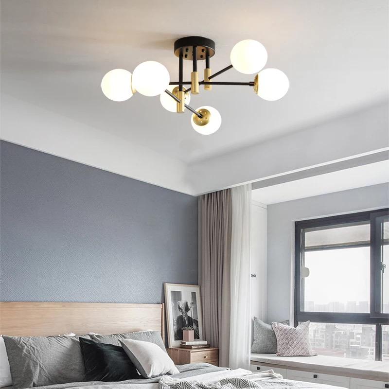 Suspension Moderne Aria 6 Lampes Blanc Pur en Métal Élégant