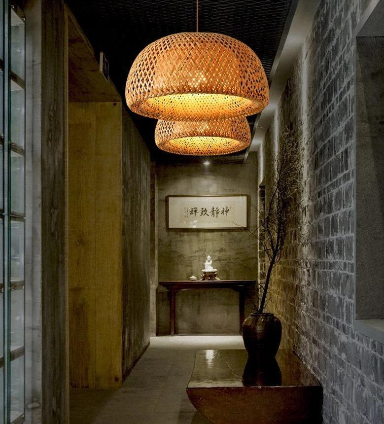 Suspension Hawai en Bambou Naturel Lumineuse Décoration Suspendue Élégante