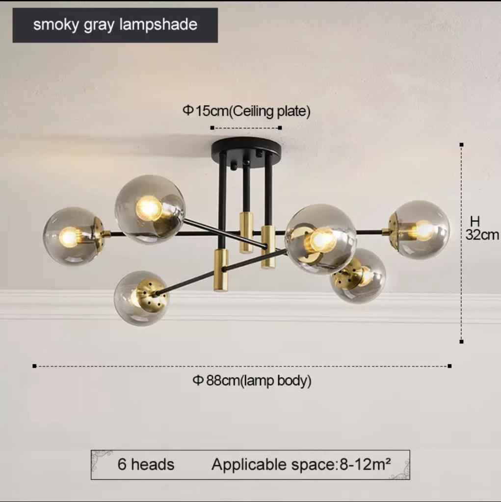 Suspension Aria 6 Branches Design Fumé Élégante et Lumineuse