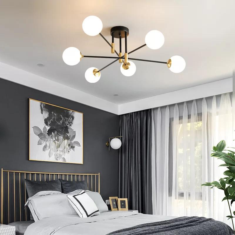 Suspension Moderne Aria 6 Lampes Blanc Pur en Métal Élégant