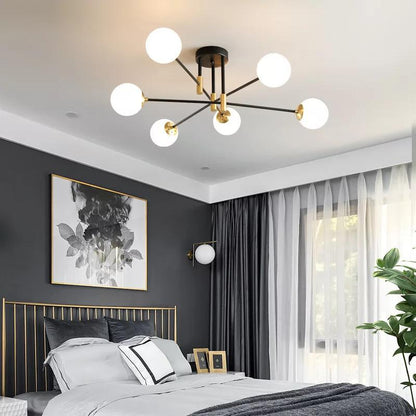 Suspension Moderne Aria 6 Lampes Blanc Pur en Métal Élégant
