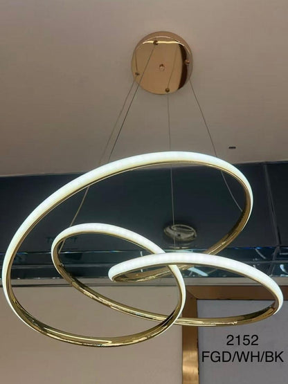 Suspension LED "Zayna" – Boucles Fluides Finition Dorée