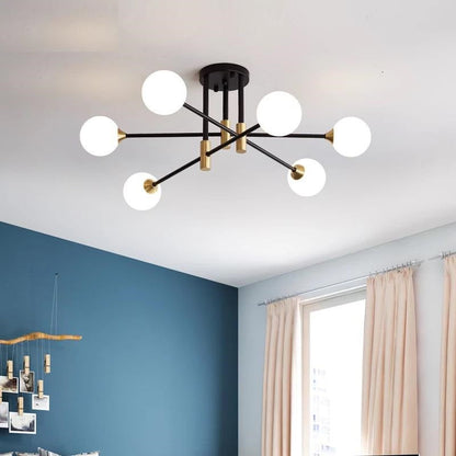 Suspension Moderne Aria 6 Lampes Blanc Pur en Métal Élégant