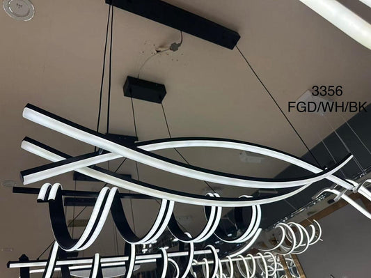 Suspension LED Design Ondulé – Modèle Zaria 3356 (Noir & Blanc)
