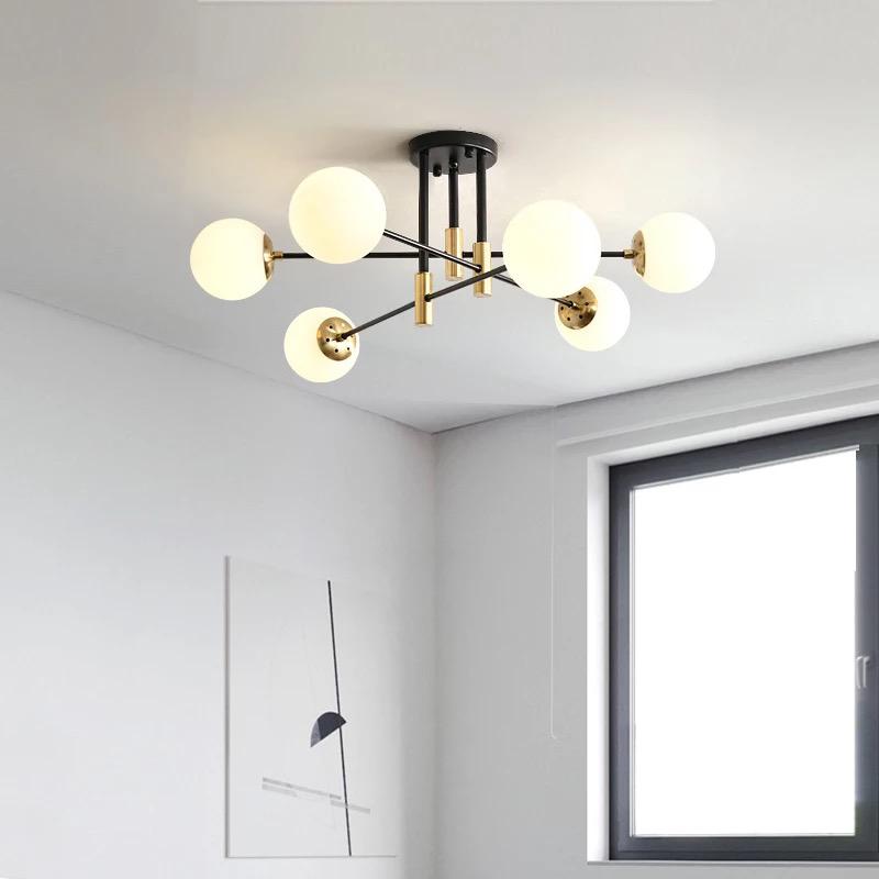 Suspension Moderne Aria 6 Lampes Blanc Pur en Métal Élégant