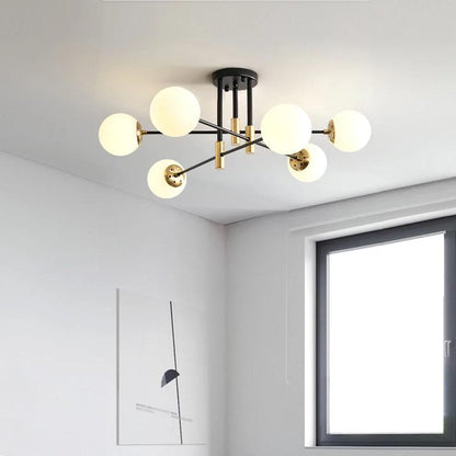 Suspension Moderne Aria 6 Lampes Blanc Pur en Métal Élégant
