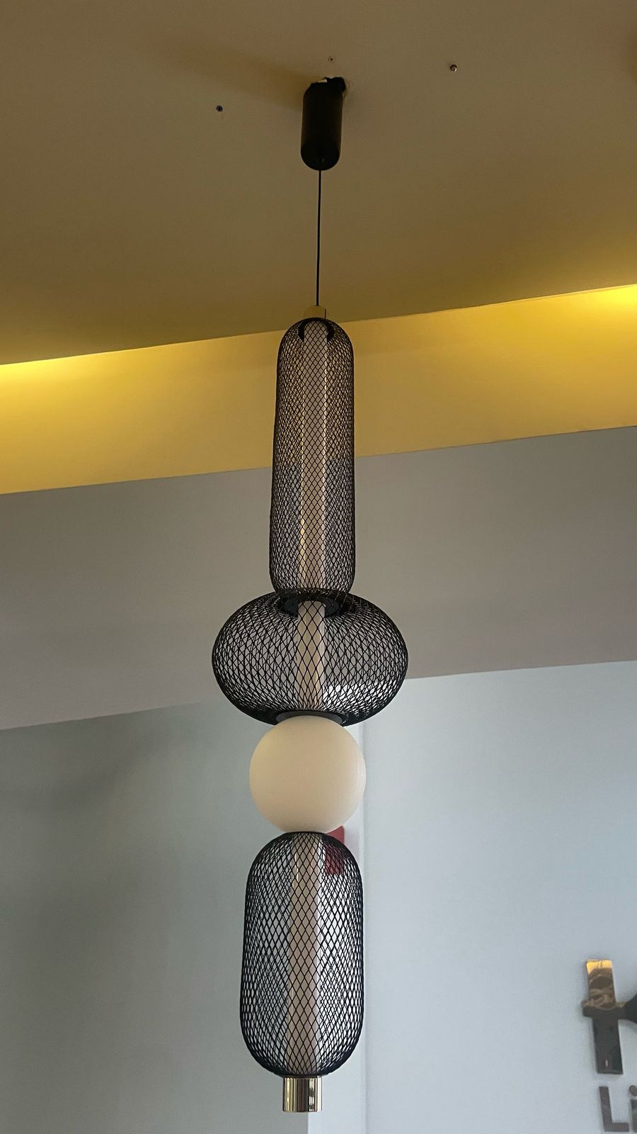 Suspension Design "Mesh Art" en Métal et Verre