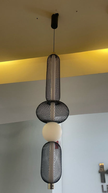 Suspension Design "Mesh Art" en Métal et Verre
