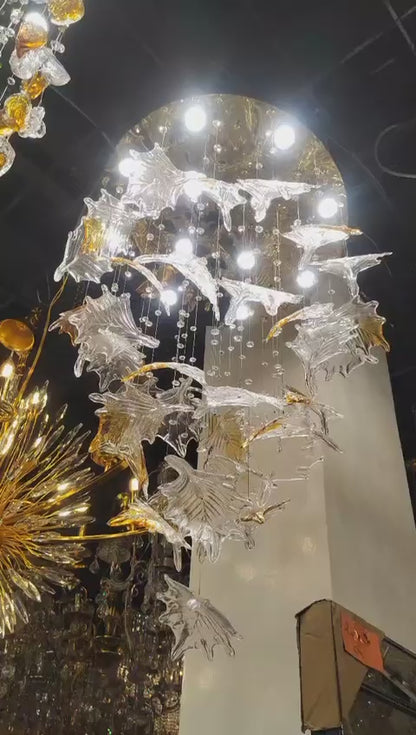 Plafonnier Cascade Dorée – Élégance Feuillage Suspendu