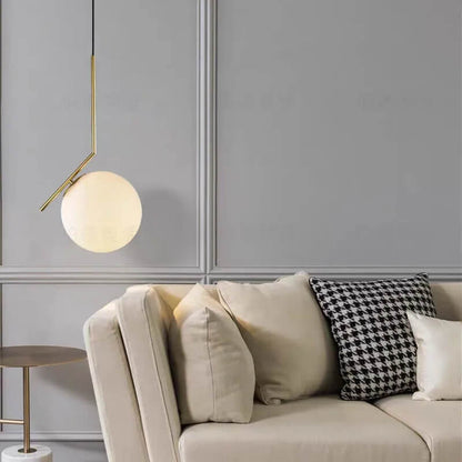 Suspension élégante à globe blanc opale à intensité réglable