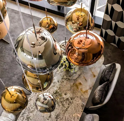 Suspension Métallique Grise Effet Miroir Élégante Maroc